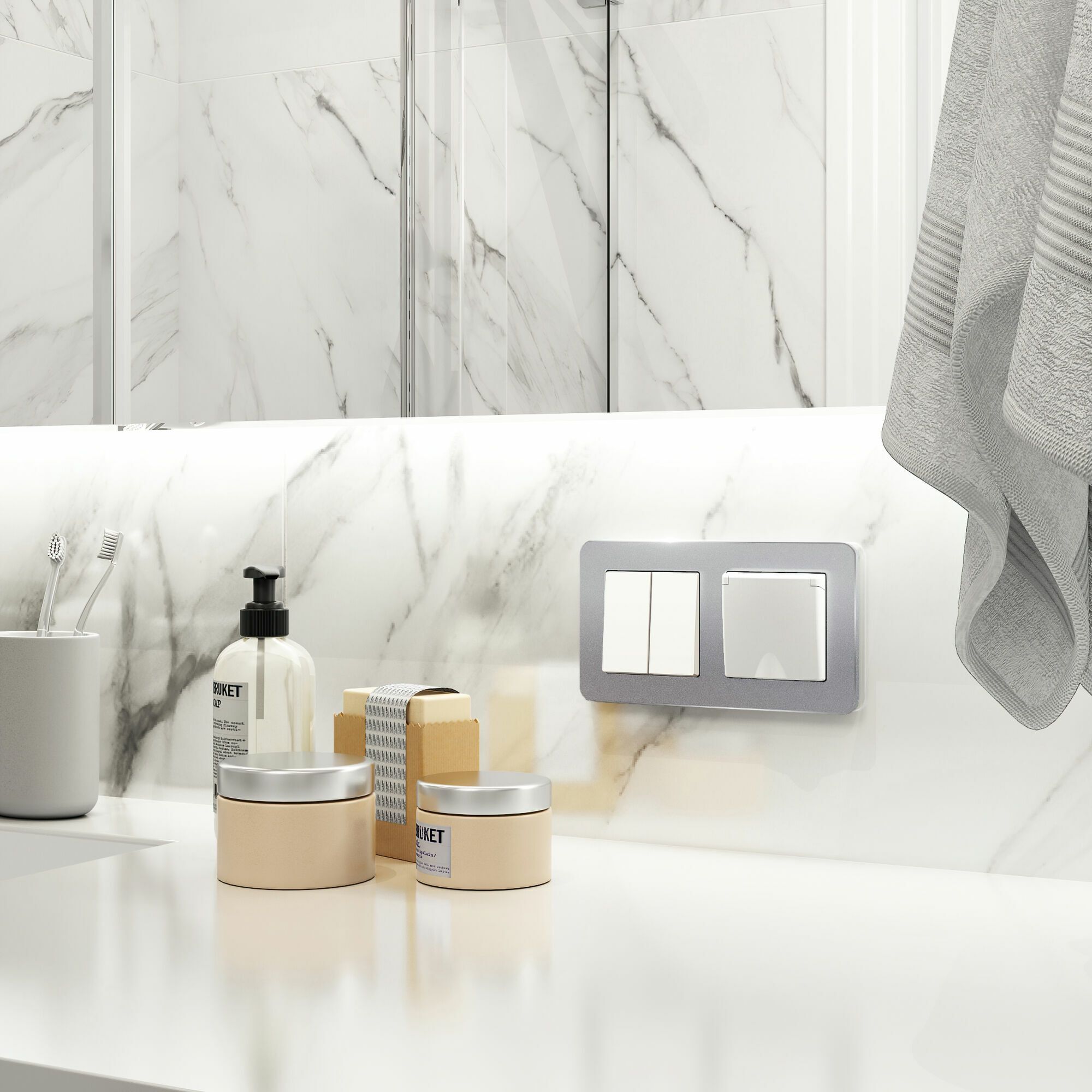 Розетка с заземлением и шторками c крышкой IP44 Werkel a059267_WR