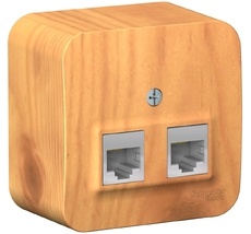Розетка накладная двойная Ethernet RJ-45 (ясень) Systeme Electric BLNIA045455