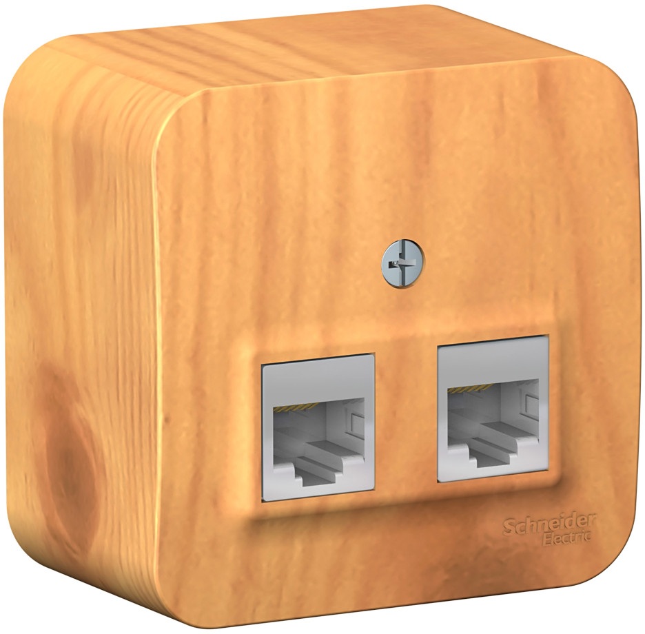 Розетка накладная двойная Ethernet RJ-45 (ясень) Systeme Electric BLNIA045455