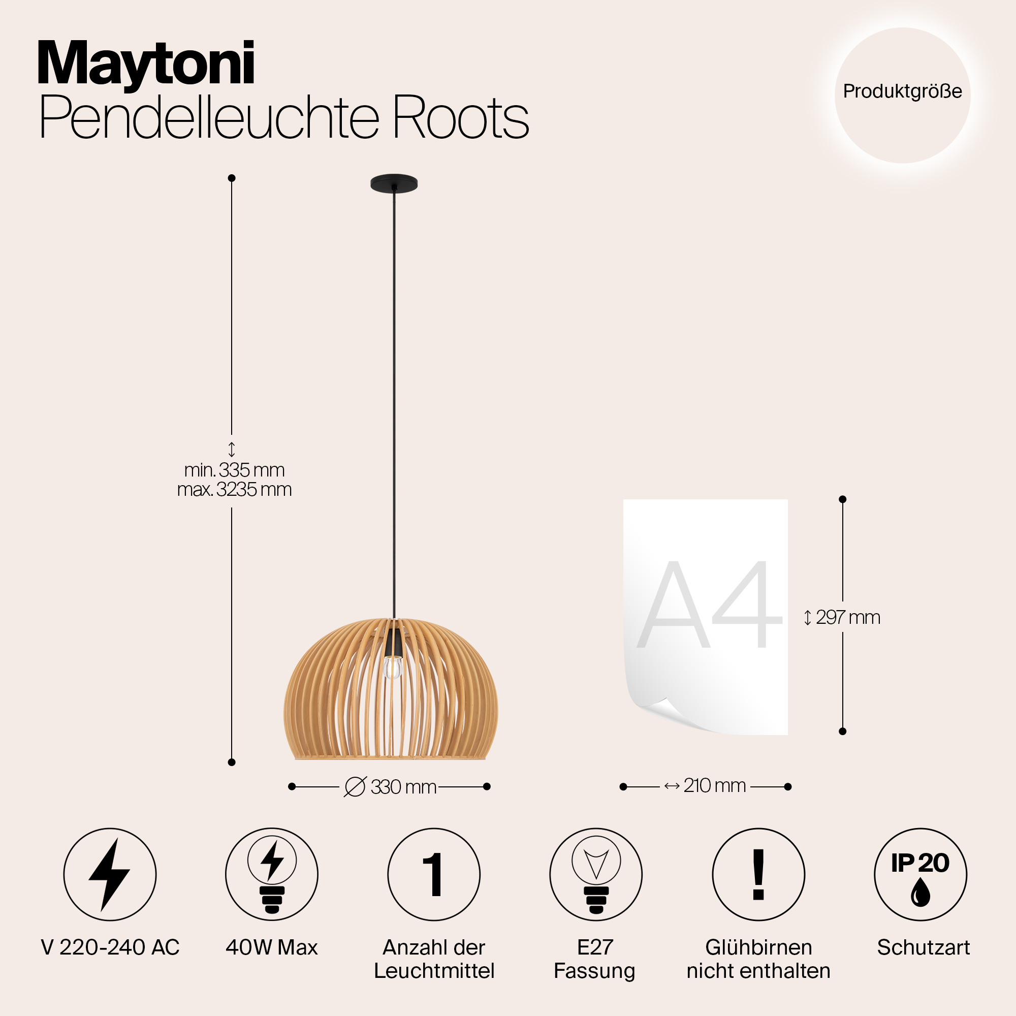 Подвесной светильник Maytoni Roots MOD195PL-01W_MY