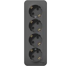 Розетка накладная четверная с заземлением и шторками (антрацит) Systeme Electric BLNRA011416