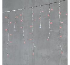 Гирлянда Бахрома 3,1 x 0,5 м Красная с Мерцанием Белого Диода 220В, 150 LED, Провод Прозрачный ПВХ, IP54 PIL150BLW-10-2R