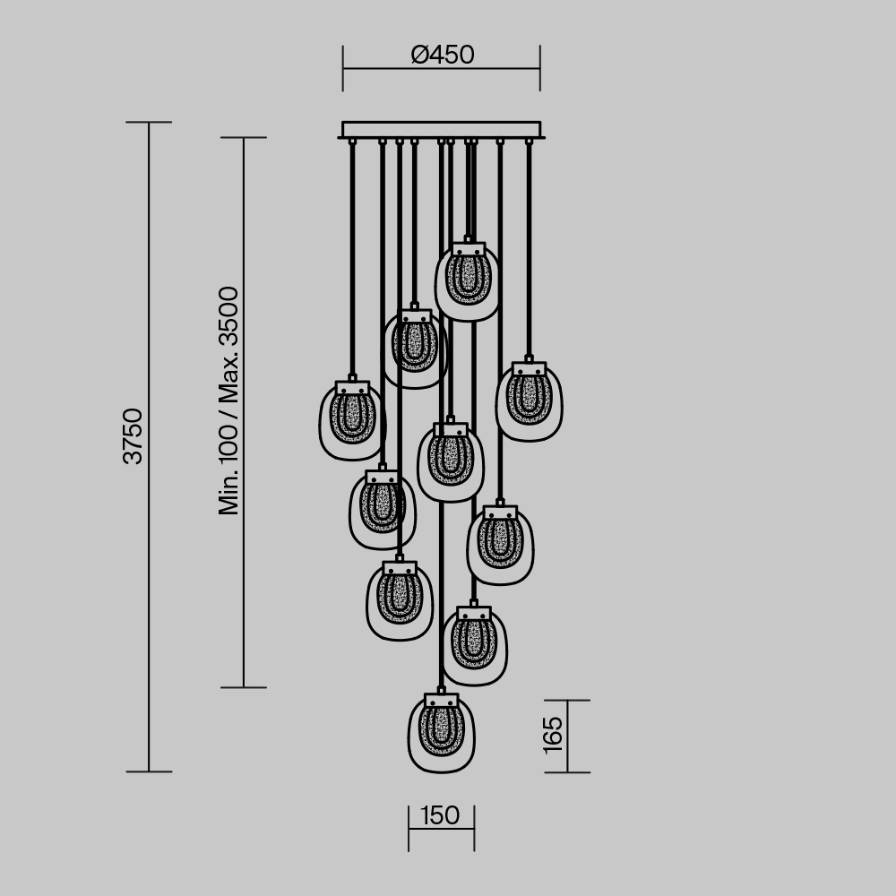 Подвесной светильник Maytoni Biology MOD367PL-L30BBSK_MY