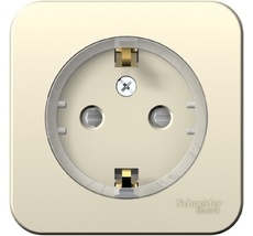 Розетка накладная с заземлением и шторками (молочный) Systeme Electric BLNRA111112