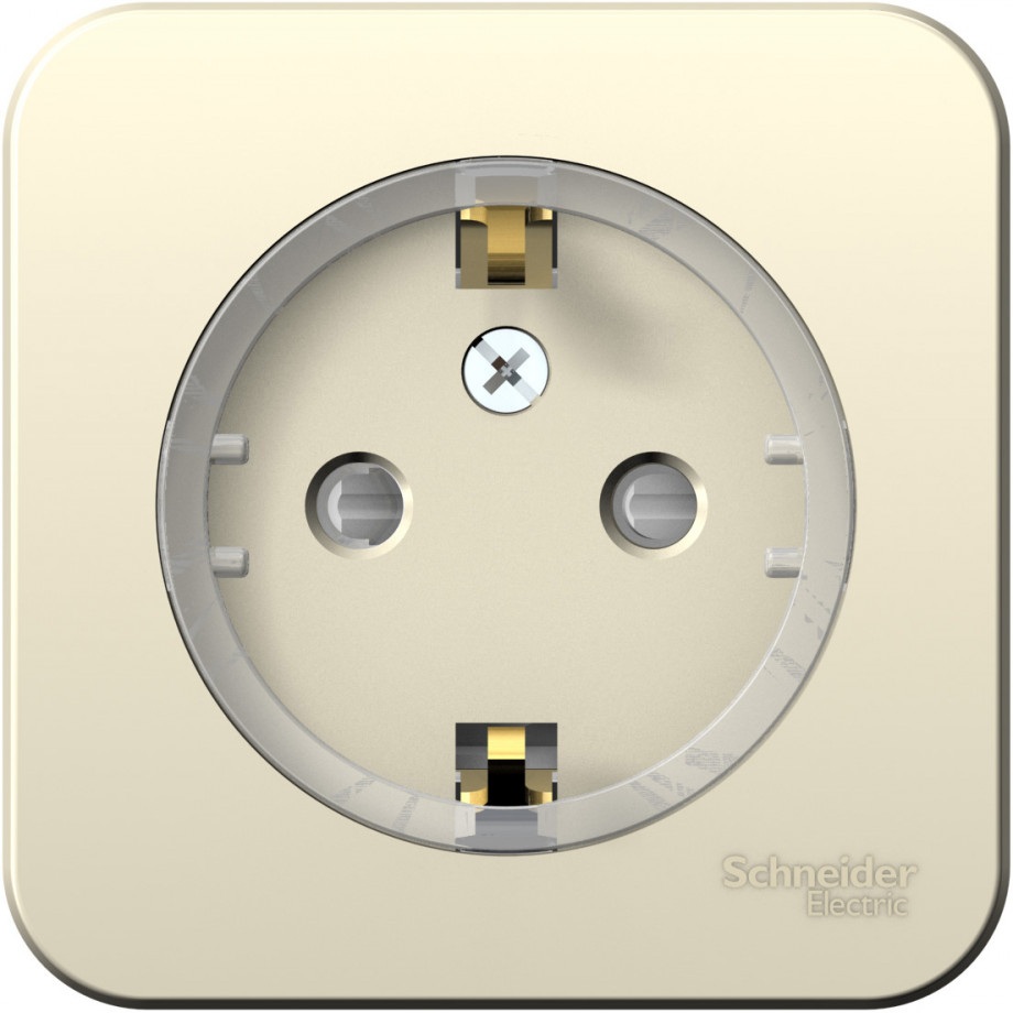 Розетка накладная с заземлением и шторками (молочный) Systeme Electric BLNRA111112