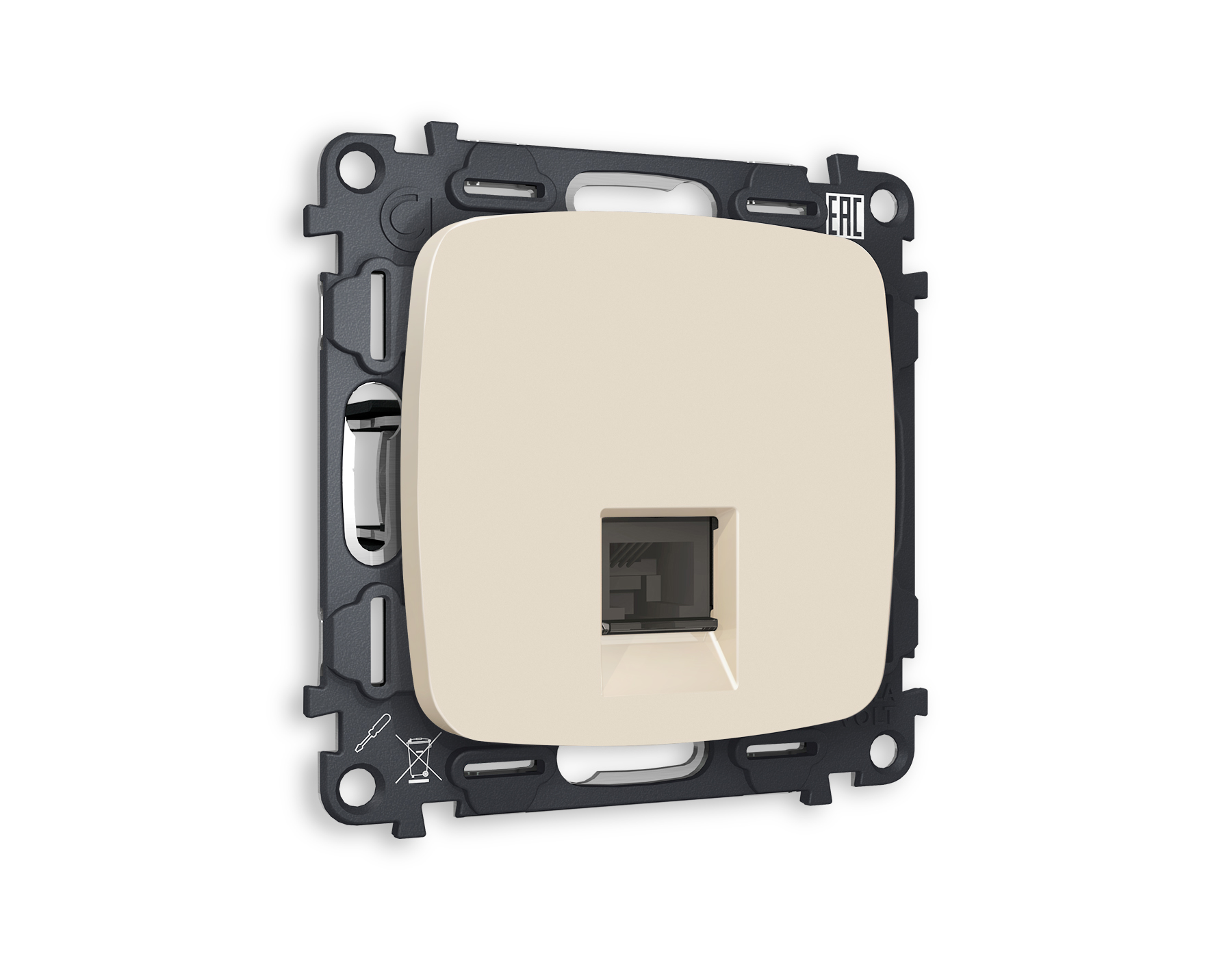 Розетка телефонная Ambrella Volt OMEGA RJ-11(4P4C) с защитной шторкой QUANT MO332030_AMB