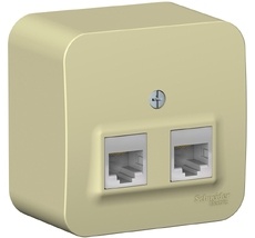 Розетка накладная двойная Ethernet RJ-45 (бежевый) Systeme Electric BLNIA045457