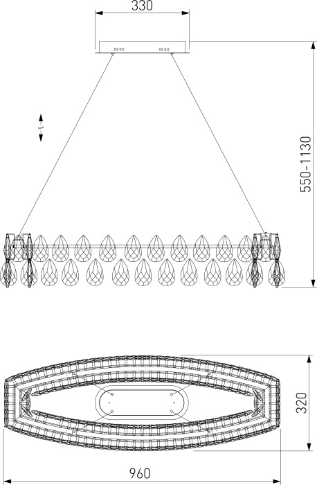 Подвесная люстра хрустальная светодиодная Bogate's 90372/1 Strotskis_EU