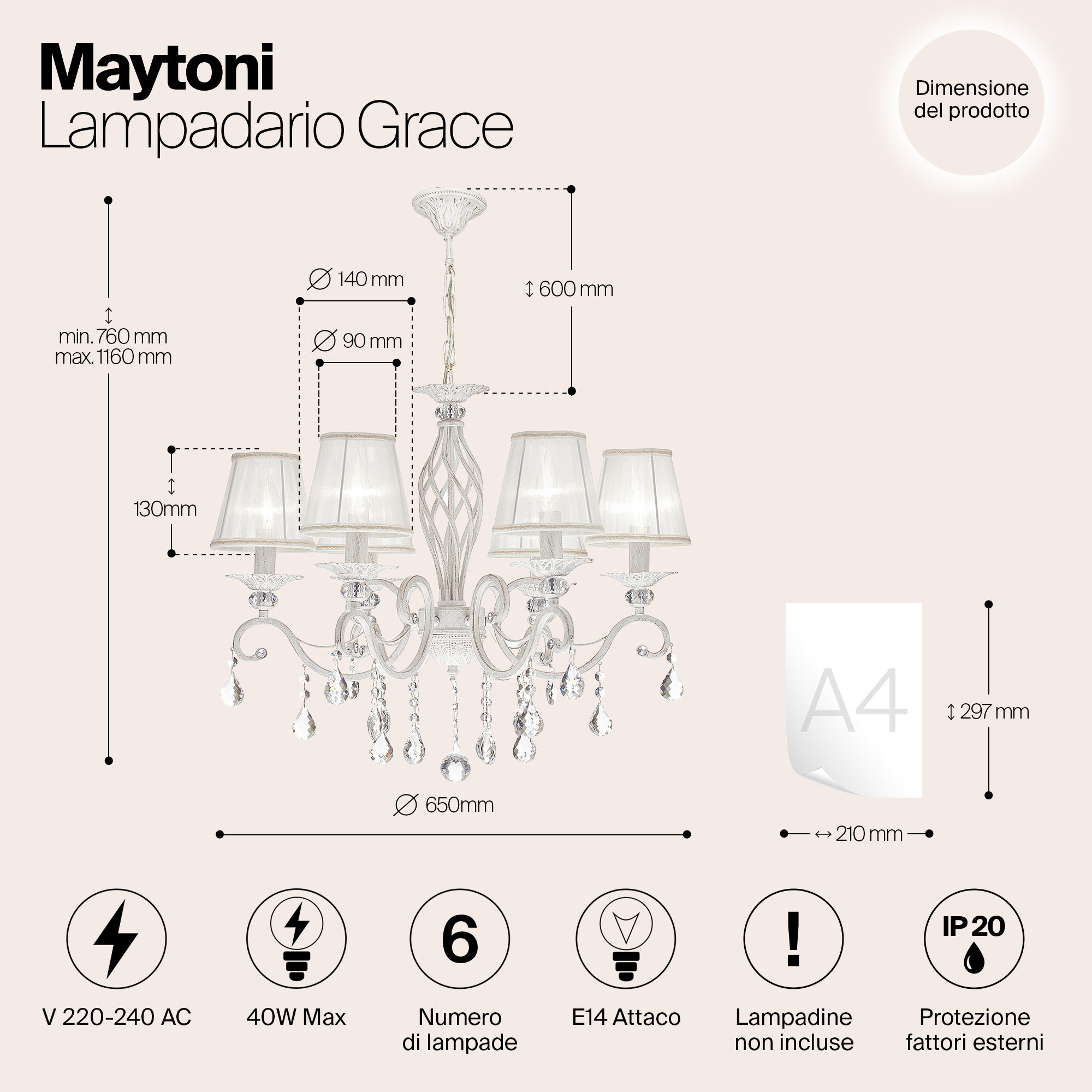 Подвесная люстра Maytoni Elegant ARM247-06-G_MY