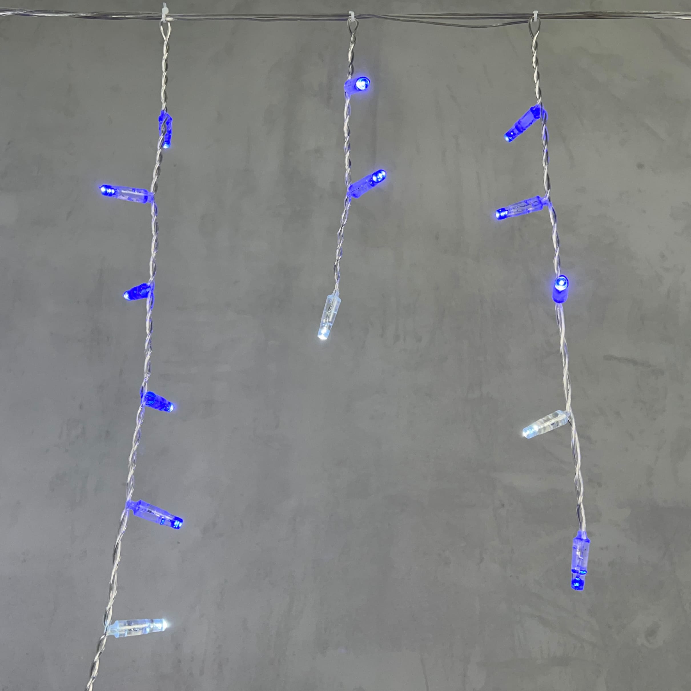 Гирлянда Бахрома с Колпачком 4,9 x 0,5 м Синяя с Мерцанием Белого Диода 220В, 200 LED, Провод Прозрачный ПВХ, IP65 PIL200BLWCAP-10-2B