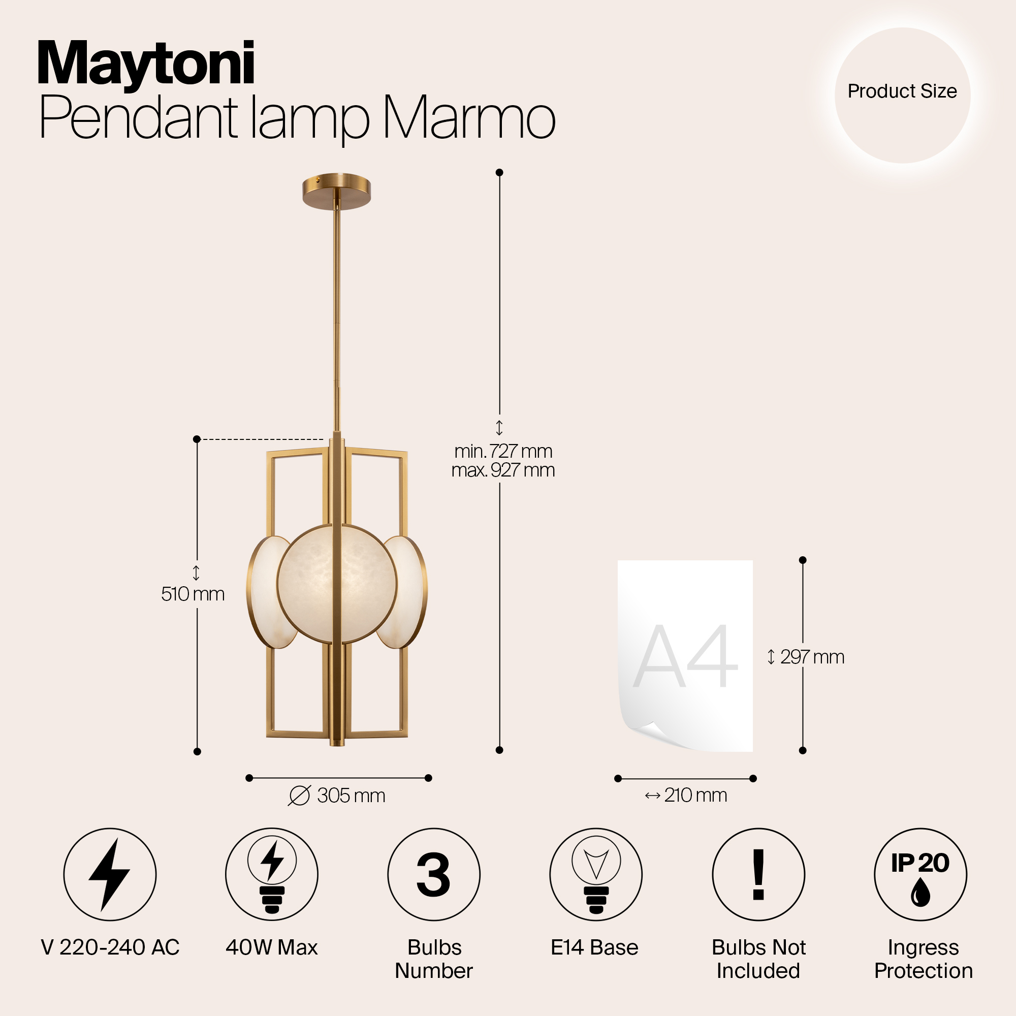 Подвесной светильник Maytoni Marmo MOD099PL-03G_MY