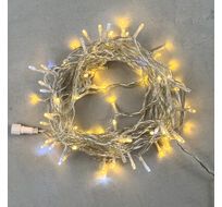 Гирлянда Нить 10м Тепло-Белая с Мерцанием Белого Диода 24В, 100 LED, Провод Прозрачный ПВХ, IP54 PST100BLW-10-1WW