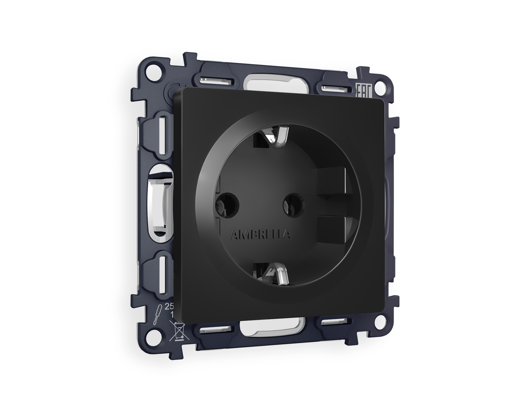 Розетка Ambrella Volt ALFA с заземлением на винтовых зажимах 2P+E 16A-250V QUANT MA806010_AMB