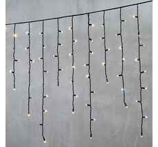 Гирлянда Бахрома 3,2 x 0,9 м Тепло-Белая с Мерцанием Белого Диода 220В, 168 LED, Провод Черный Каучук, IP65 LL168BLW-1-2WW