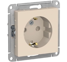 Розетка встраиваемая с заземлением и шторками (бежевый) Systeme Electric ATN000245