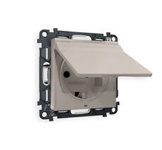 Розетка Ambrella Volt ALFA с заземлением со шторками и защитной крышкой 2P+E 16A-250V IP44 QUANT MA368010_AMB