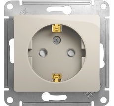 Розетка встраиваемая с заземлением и шторками (молочный) Systeme Electric GSL000945