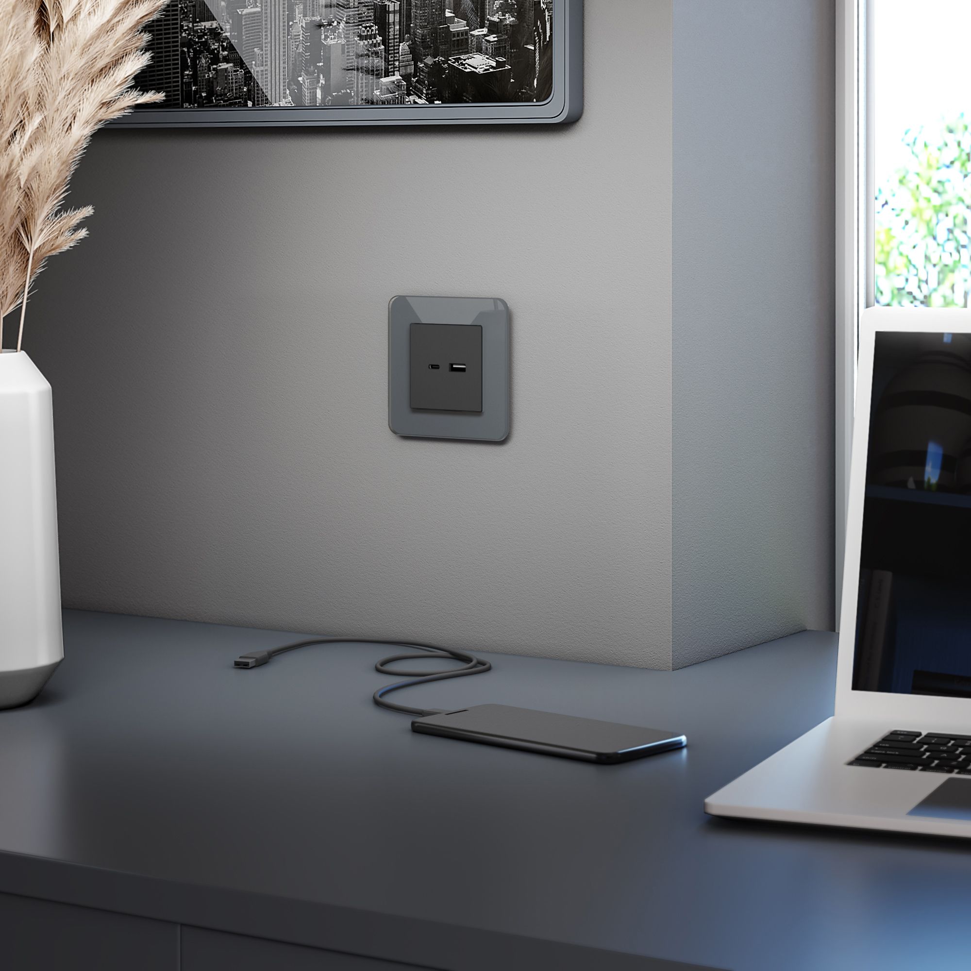 Рамка из стекла на 1 пост Elite графит Werkel a057878_WR