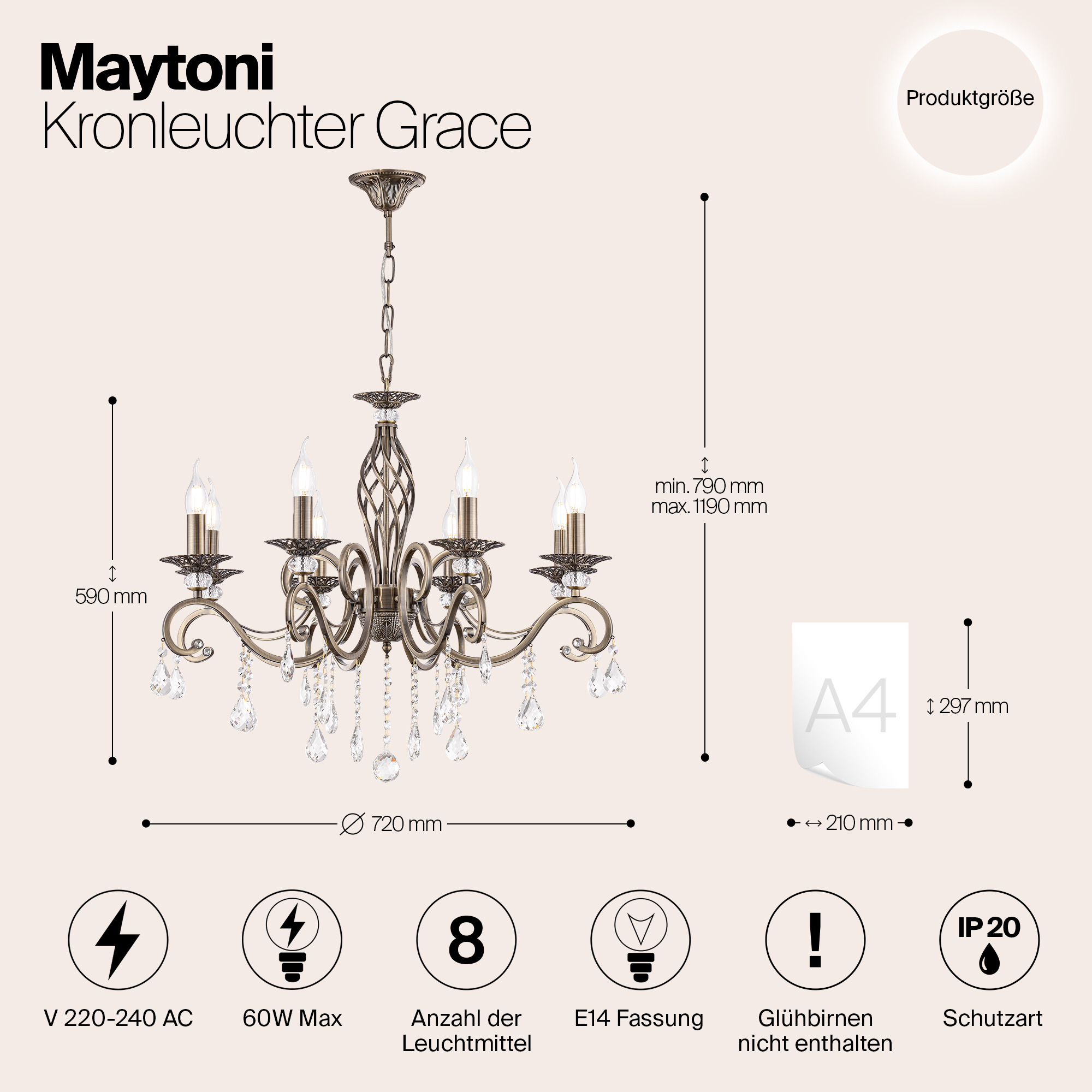 Подвесная люстра Maytoni Elegant RC247-PL-08-R_MY