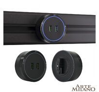 Трековая розетка Arte Milano track-sockets 380066TS LED/USBx2 Black