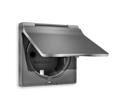 Лицевая панель для электрической розетки с заземлением со шторками и крышкой IP44 QUANT Ambrella Volt ALFA AP6580_AMB