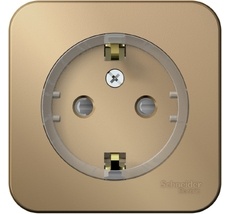 Розетка накладная с заземлением и шторками (титан) Systeme Electric BLNRA111114