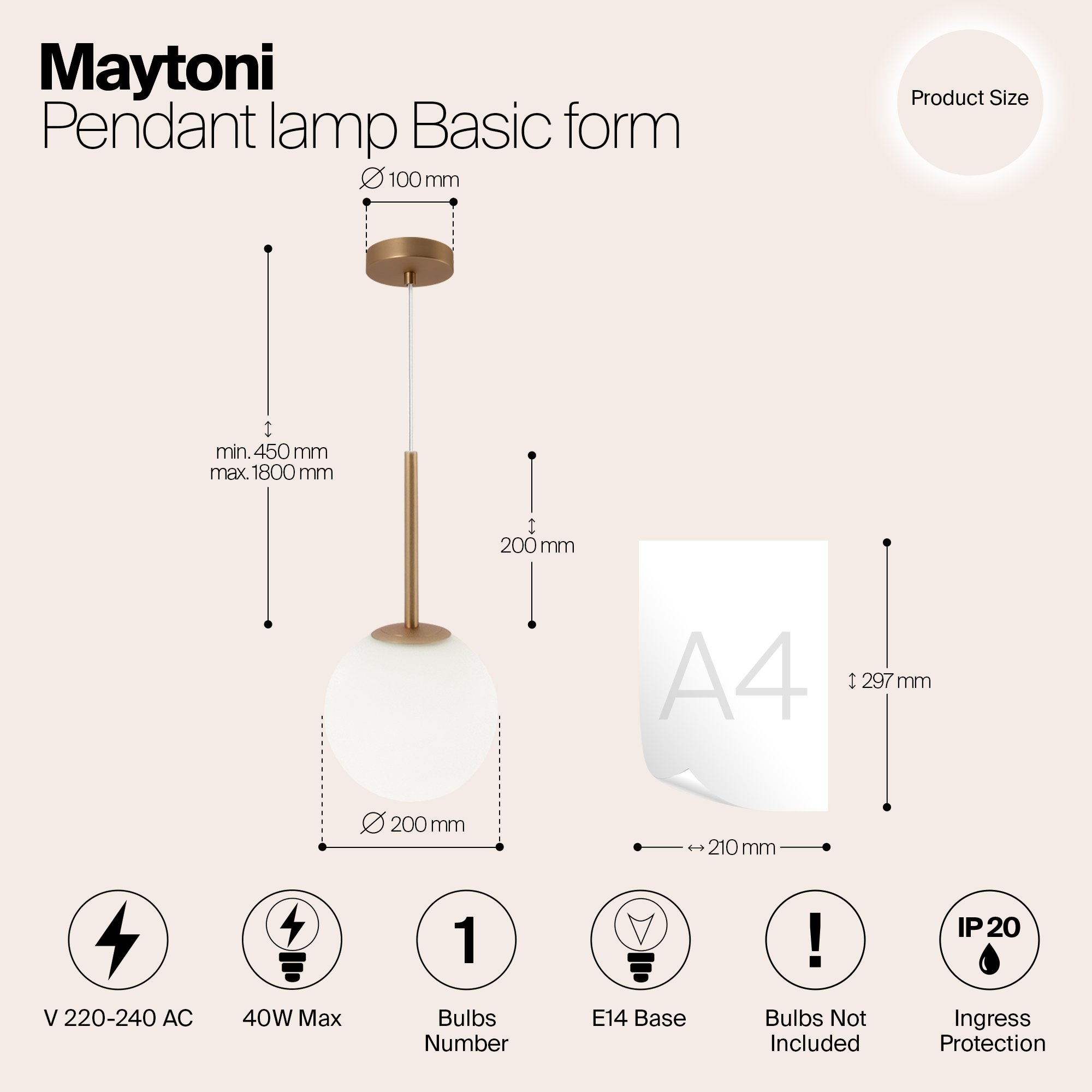 Подвесной светильник Maytoni Basic form MOD321PL-01G3_MY