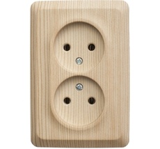Розетка накладная двойная без заземления (сосна) Systeme Electric PA16-105D