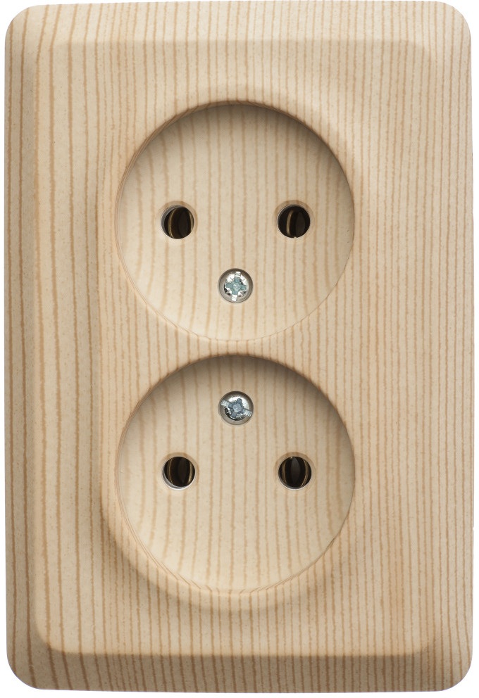 Розетка накладная двойная без заземления (сосна) Systeme Electric PA16-105D