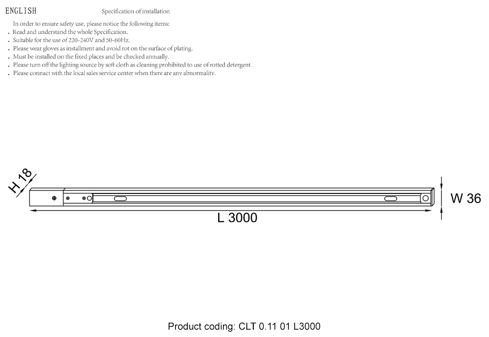 Шинопровод однофазный с питанием и заглушкой Crystallux CLT 0.11 01 L3000 BL_CR