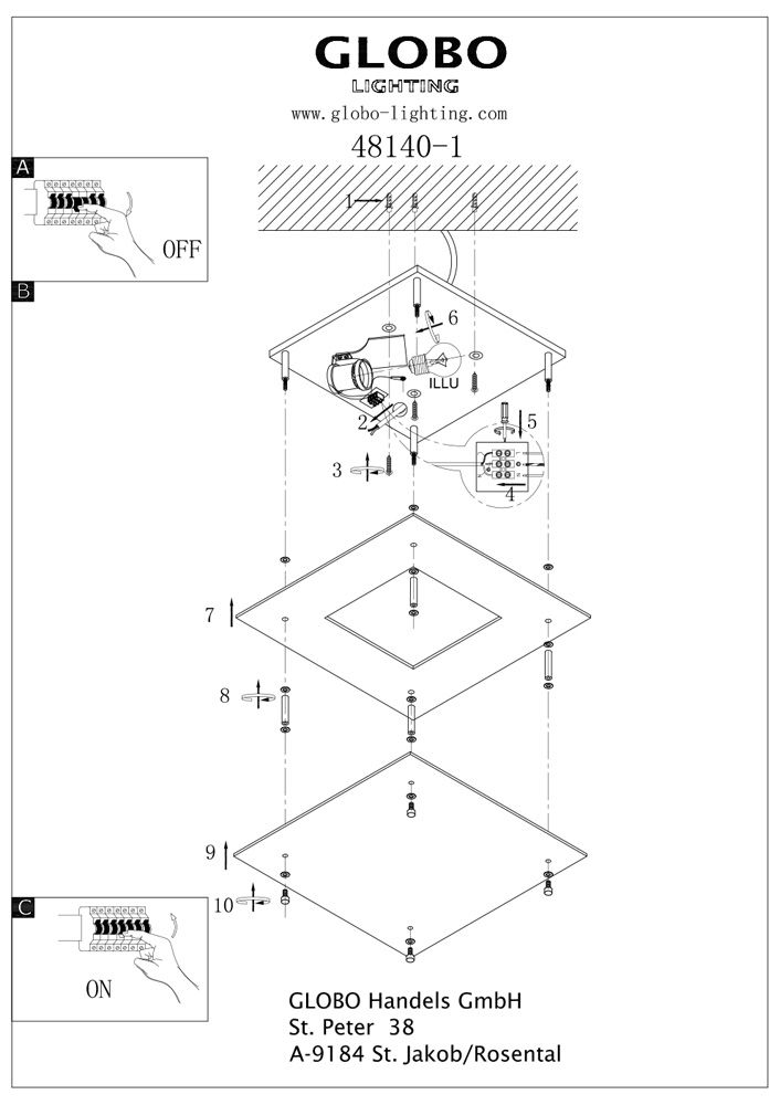 Потолочный светильник Globo Regius 48140-1_GL