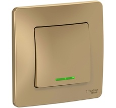 Выключатель встраиваемый одноклавишный с подсветкой (титан) Systeme Electric BLNVS010114