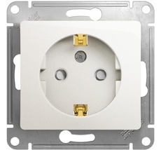 Розетка встраиваемая с заземлением и шторками (перламутровый) Systeme Electric GSL000645