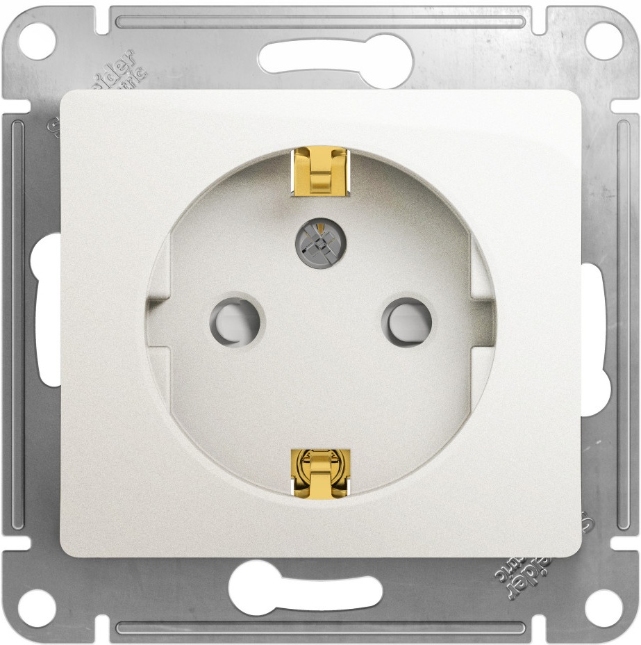 Розетка встраиваемая с заземлением и шторками (перламутровый) Systeme Electric GSL000645