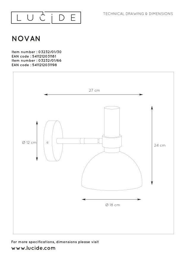 Бра Lucide NOVAN 03232/01/66