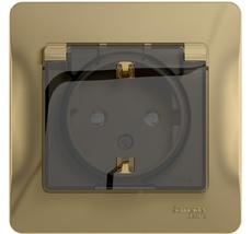 Розетка встраиваемая с заземлением, шторками и крышкой (титан) IP44 Systeme Electric GSL000448