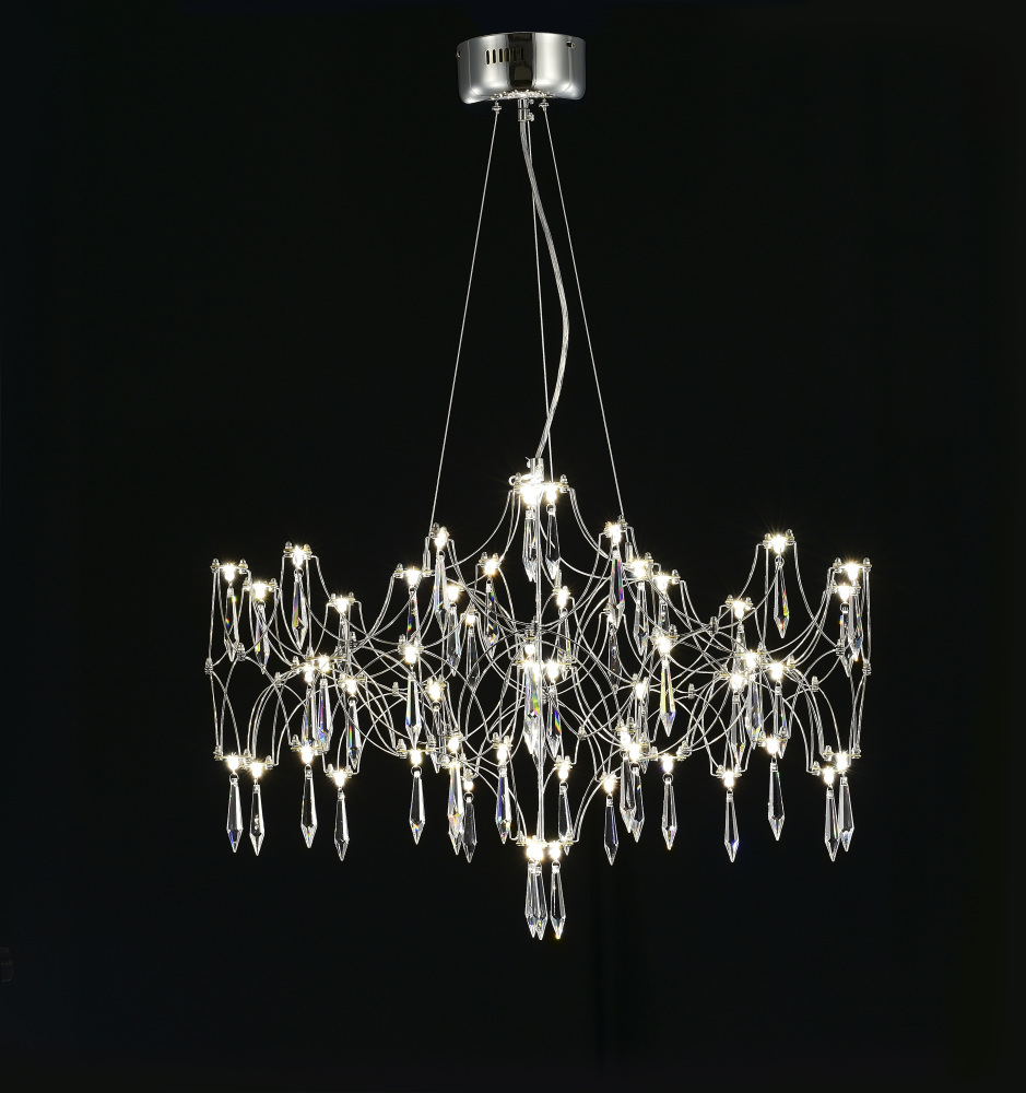 Подвесная люстра светодиодная с пультом и хрустальными подвесками Asfour MyFar MR2650-57P-76AP