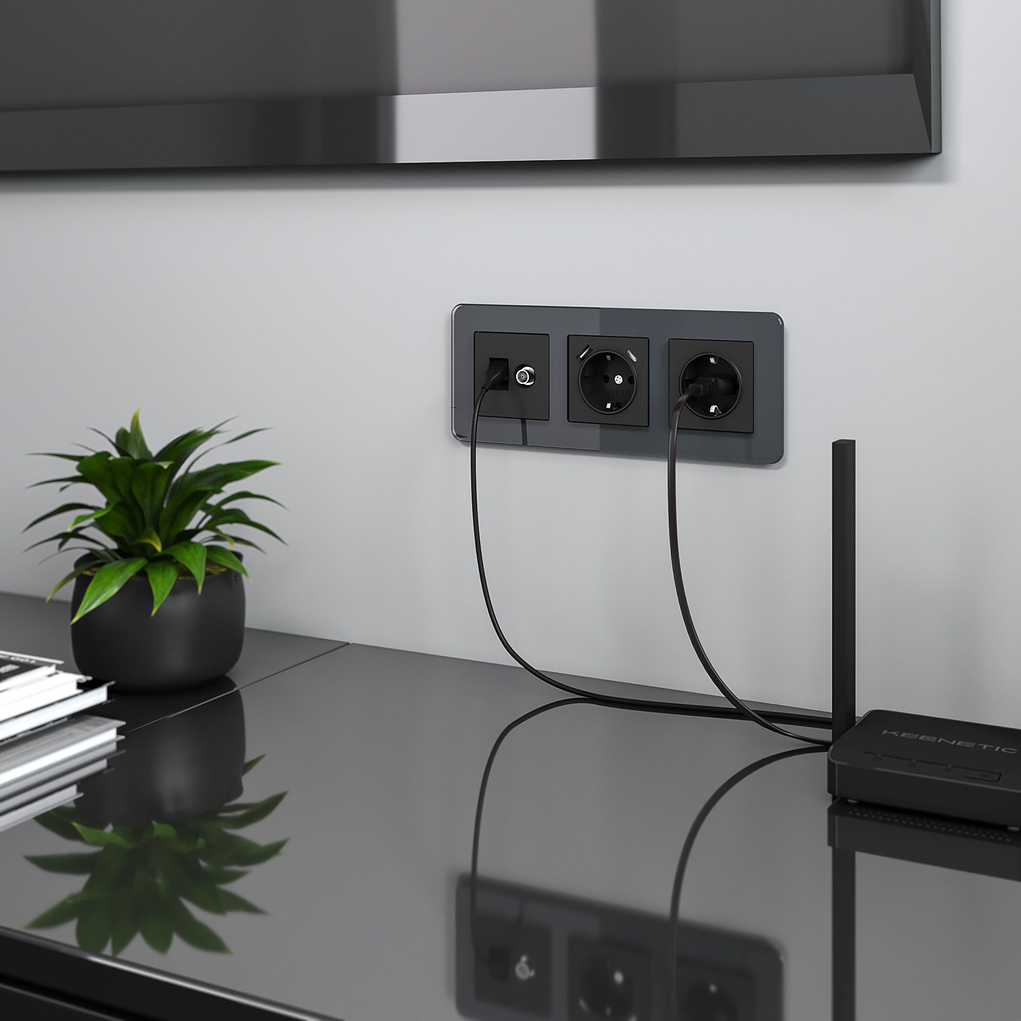 Рамка из стекла на 3 поста Elite графит Werkel a057880_WR