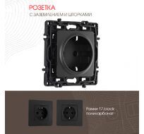 Розетка с заземлением и шторками 16A 250V Arte Milano 217.40-1.black