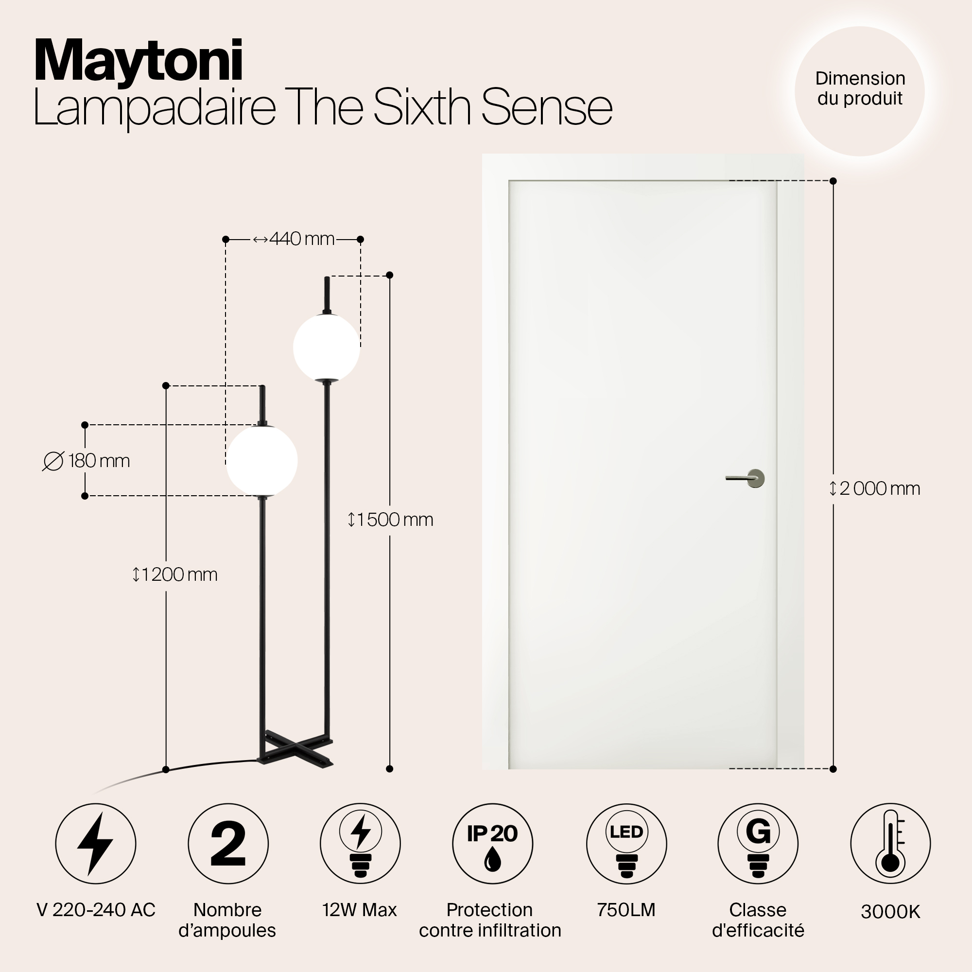 Торшер Maytoni The Sixth Sence Z020FL-L12BK_MY