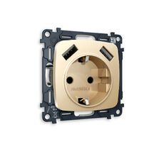 Розетка Ambrella Volt OMEGA 2USB A+A 18W быстрая зарядка с заземлением и шторками 2P+E 16A-250V QUANT MO609010_AMB