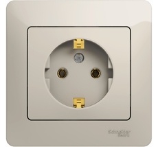Розетка встраиваемая с заземлением (молочный) Systeme Electric GSL000942