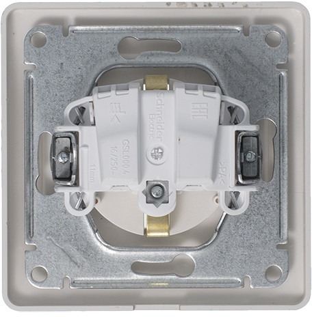 Розетка встраиваемая с заземлением, шторками и крышкой (платина) IP44 Systeme Electric GSL001248