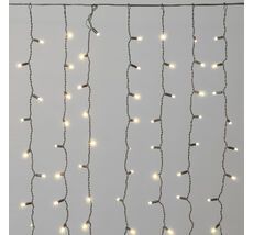 Гирлянда Занавес Облегченный c Колпачком 2 x 1 м Тепло-Белый 220В, 200 LED, Провод Черный Каучук 2,3мм, IP65 LTC ECO200NOT-1-2WW