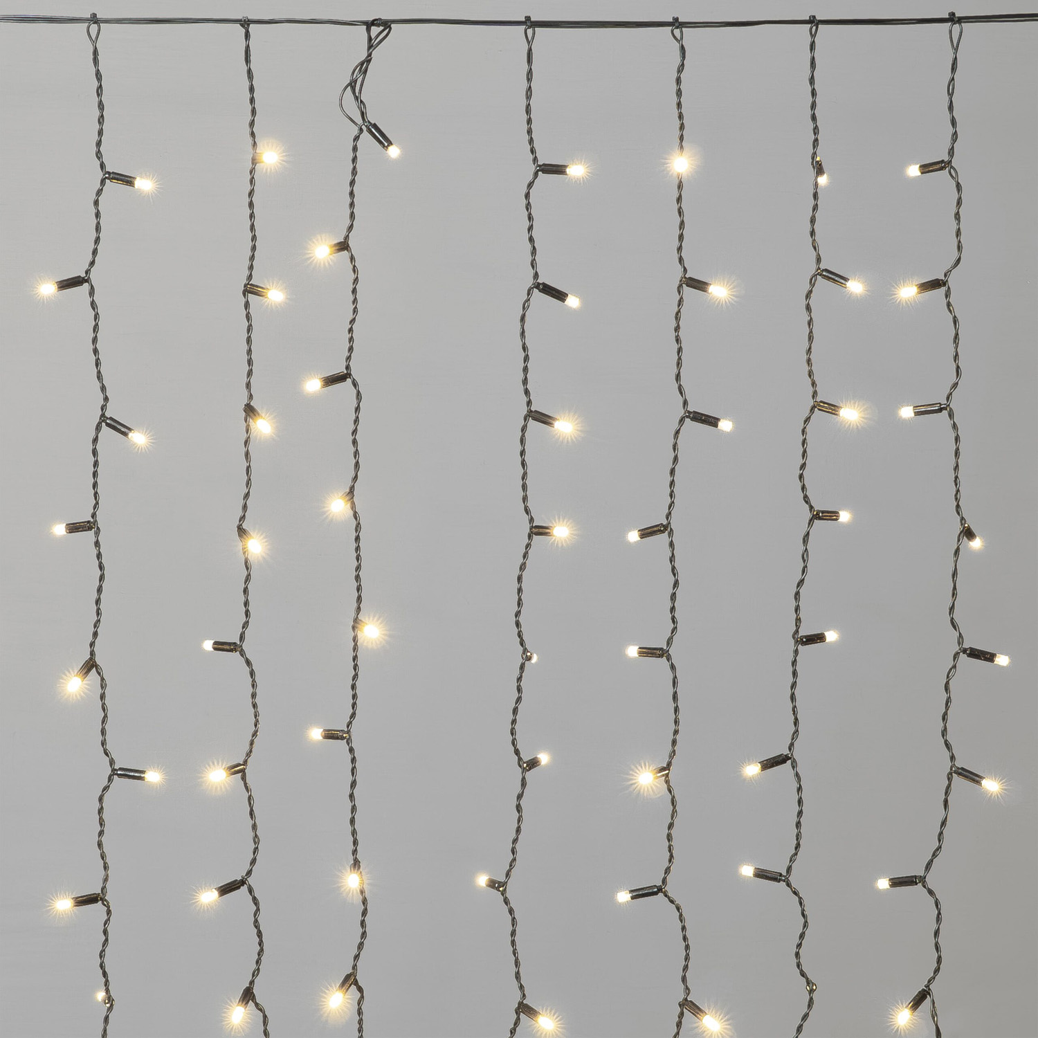 Гирлянда Занавес Облегченный c Колпачком 2 x 1 м Тепло-Белый 220В, 200 LED, Провод Черный Каучук 2,3мм, IP65 LTC ECO200NOT-1-2WW