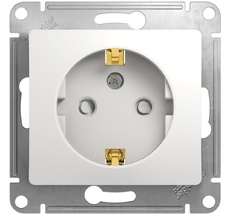 Розетка встраиваемая с заземлением и шторками (белый) Systeme Electric GSL000145