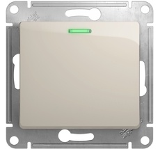 Выключатель встраиваемый одноклавишный с подсветкой (молочный) Systeme Electric GSL000963