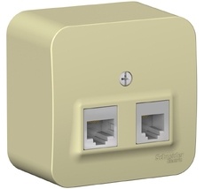 Розетка накладная телефонная RJ-11 + Ethernet RJ-45 (бежевый) Systeme Electric BLNIA045117