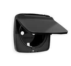 Лицевая панель для электрической розетки с заземлением со шторками и крышкой IP44 QUANT Ambrella Volt OMEGA OP8080_AMB