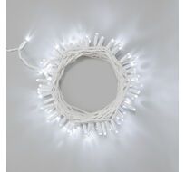 Гирлянда Нить 10м Белая 220В, 100 LED, Провод Белый Каучук 2,3мм, IP65 LTC ECO100-8-2W